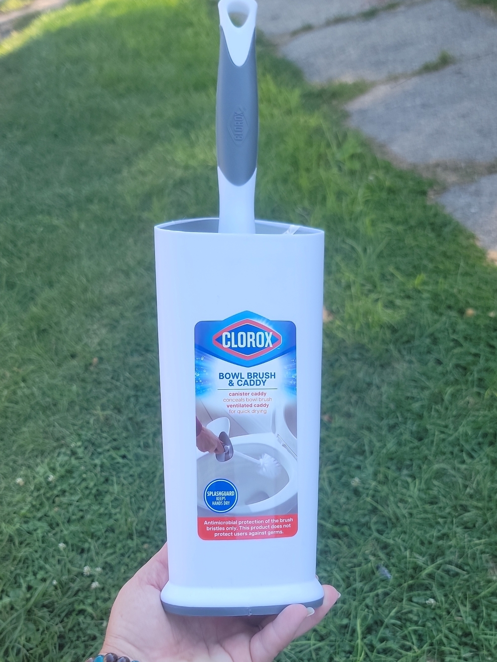 Clorox White and Gray Toilet Bowl Brush with Caddy